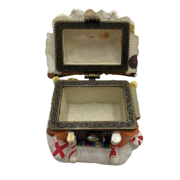 Ceramic Hinged Gingerbread House Shop Christmas Trinket Box Gumdrops 2.5” - Picture 6 of 6